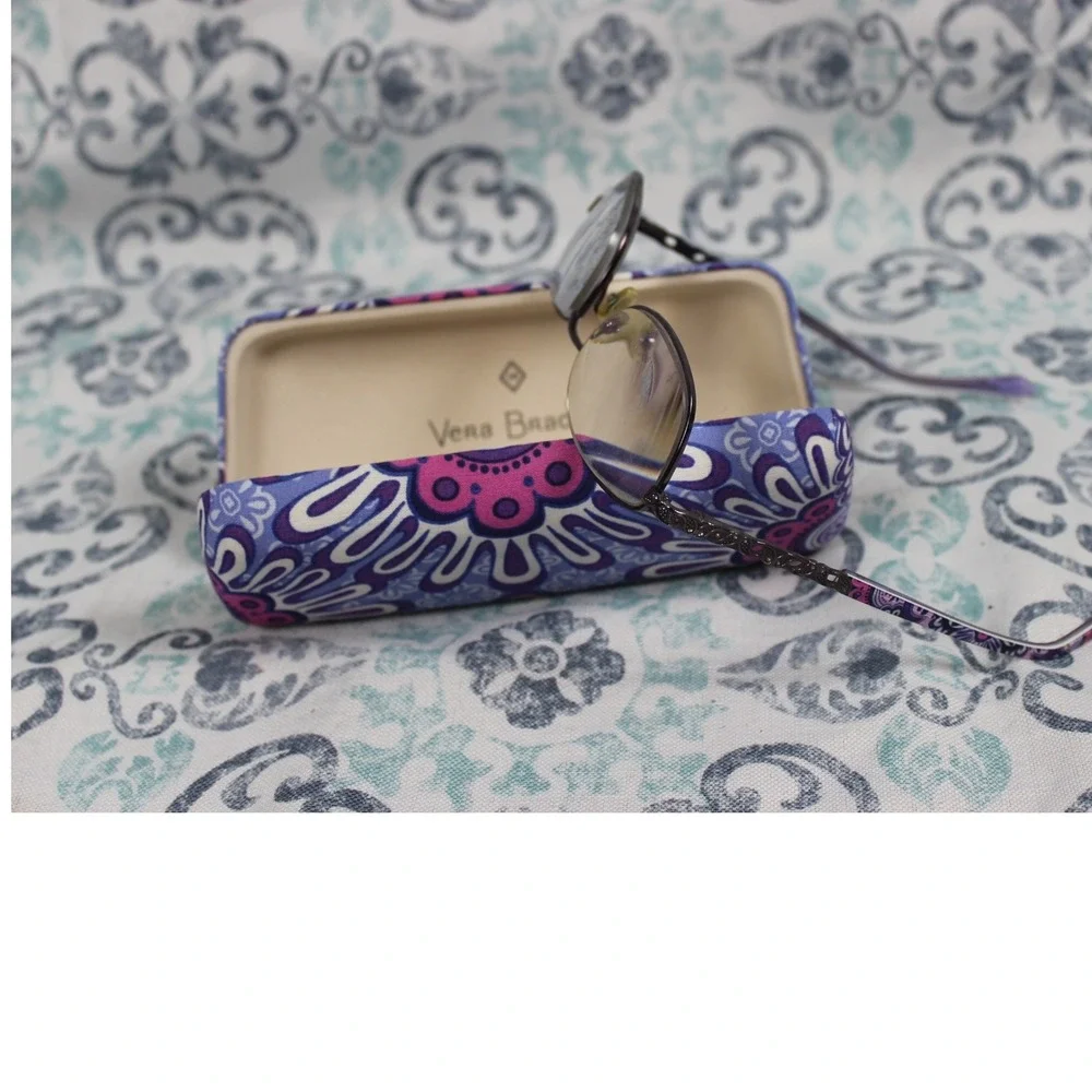 Vera Bradley‎ Maya Titanium Eyeglass Frames Lilac Tapestry 56-17-140 with Case